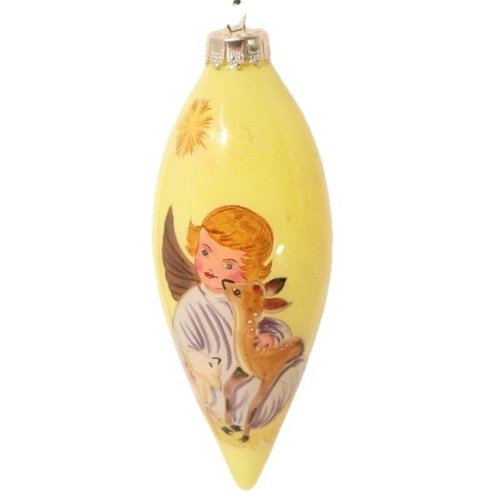 VTG Figi Inside‎ Art 5'' Christmas Teardrop Ornament In Case